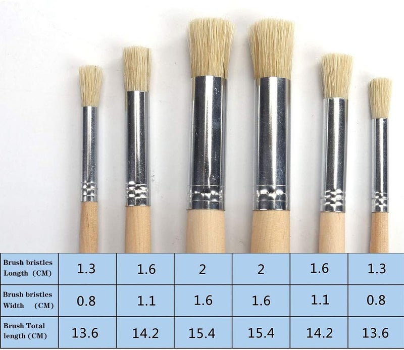 AngelReally Wooden Stencil Brushes Natural Bristle Stencil Brushes for Acrylic Painting, Oil Painting, Watercolor Painting, Card Making, DIY Art Crafts Project (3 Sizes) (12) - Image 2